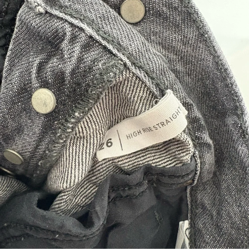 PACSUN‎ • Eco Black Two-Tone High Waisted Straight Leg Jeans - Picture 7 of 7